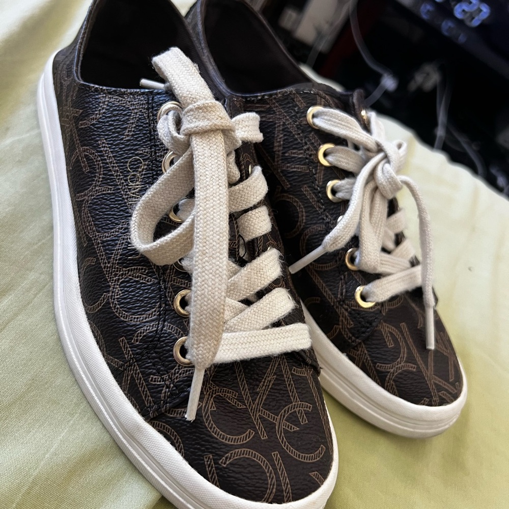 Calvin Klein Brown and Cream Sneakers